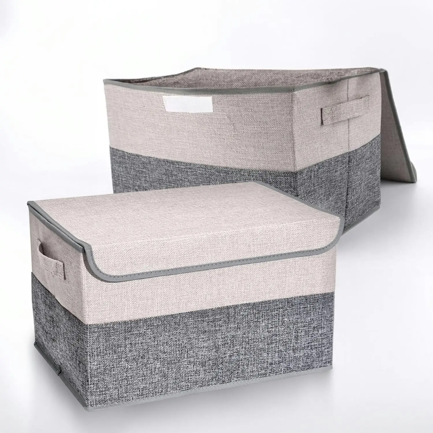 Gominimo 2 Pack 29L Linen Foldable Storage Organizers Gray and Beige