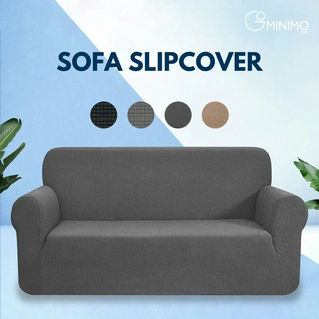 Gominimo Sofa Couch Covers Lounge Protector Slipcover Stretch 2 Seater Grey