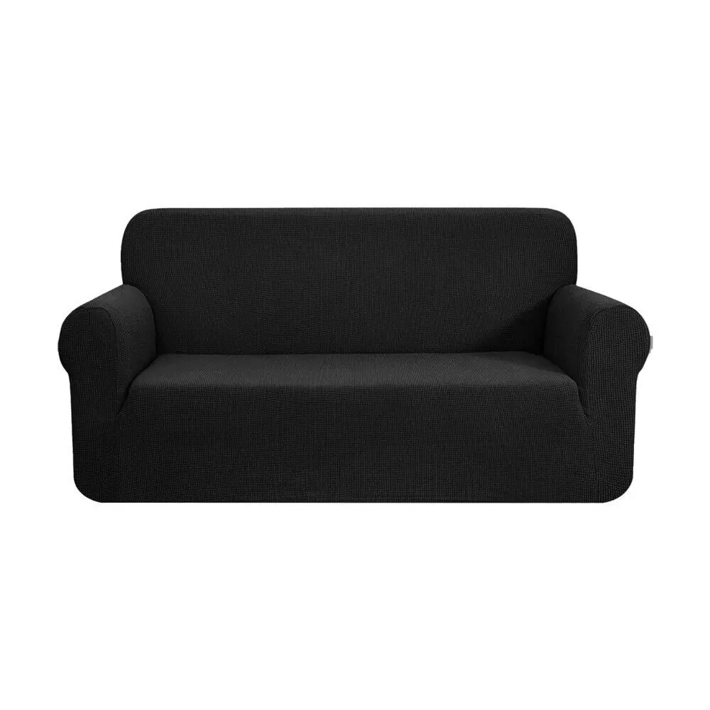 Gominimo Polyester Jacquard Sofa Cover Fitted Super Stretch Couch 2 Seater Black