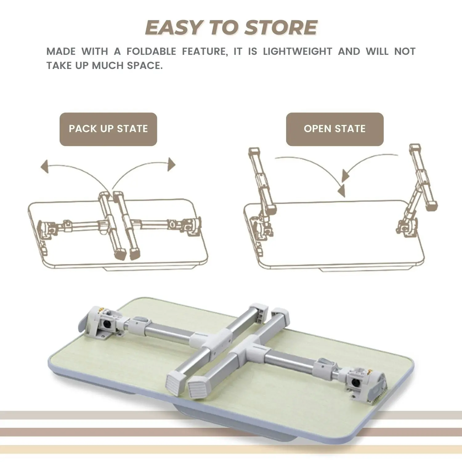 Ekkio Adjustable Laptop Bed Table, Portable Standing Desk, Foldable Sofa Breakfast Tray, Notebook Stand Reading Holder for Couch Floor Kids