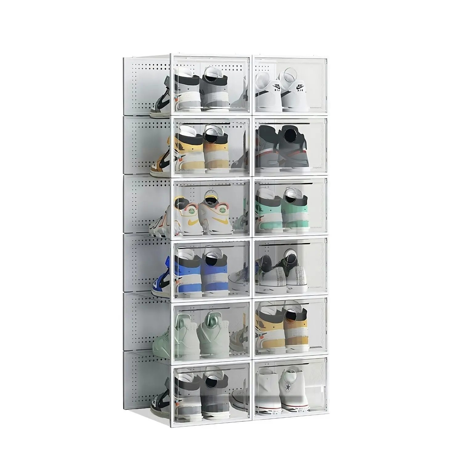 12x Gominimo Stackable Large Size Plastic Shoe Box - White