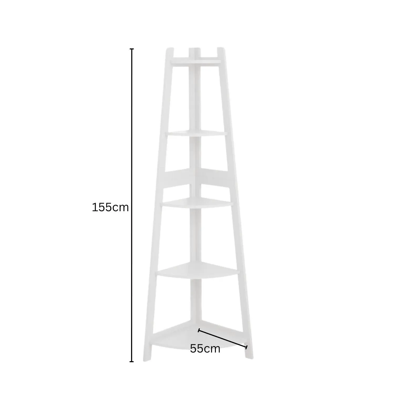 Ekkio 5 Tier Wooden Corner Display Bookcase Shelf Ladder Bookshelf - White