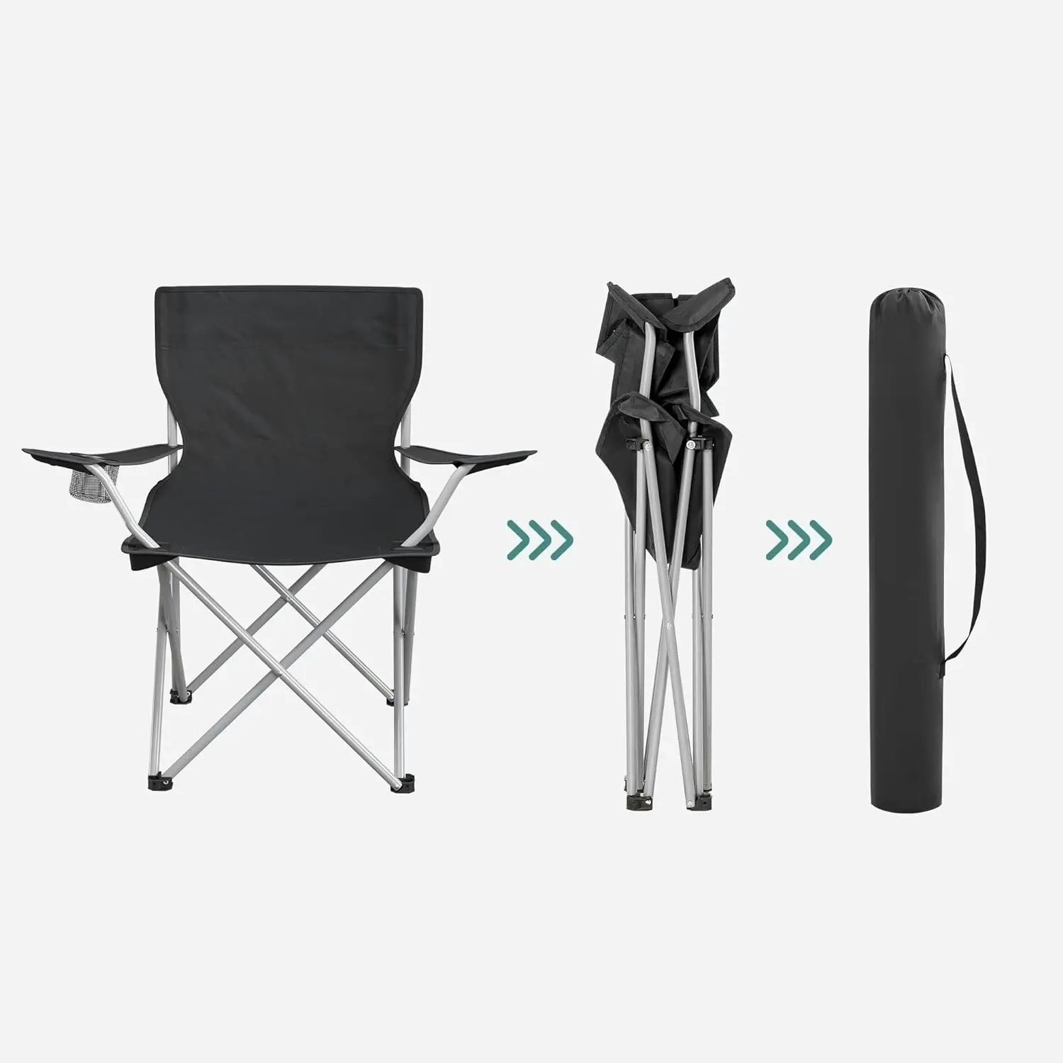 2x SONGMICS For Outdoor Beach Backpacking Picnic Portable Collapsible Chairs Folding Camping Chair - Black