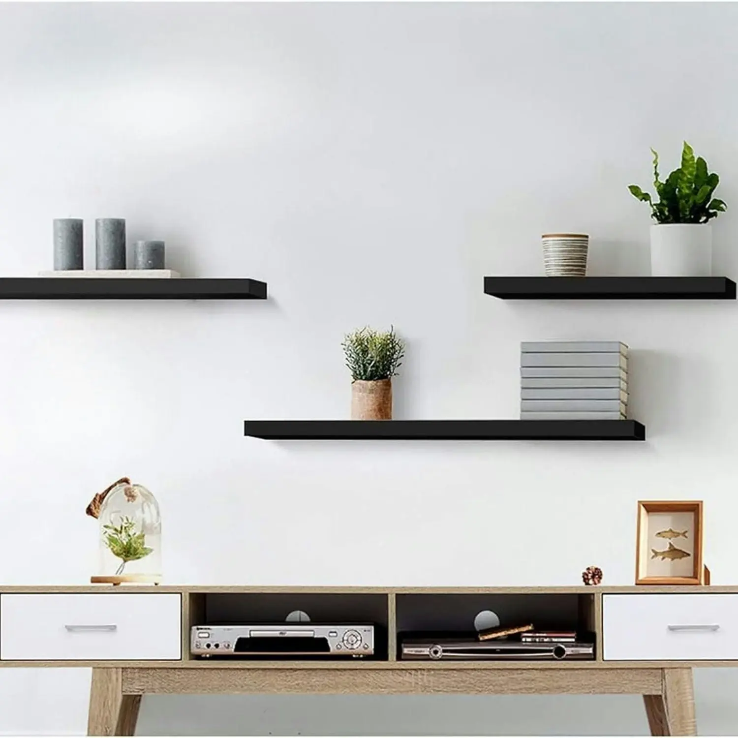 Ekkio Floating Shelf Set of 3 DIY Easy to Set up Space Saving Black