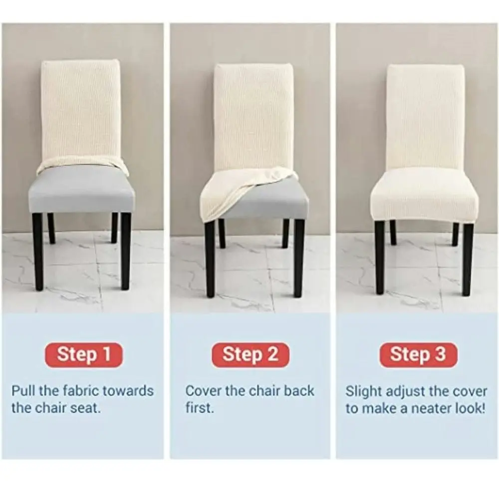 Gominimo Dining Room Chair Covers Slipcovers Seat Protector Machine Washable Ivory 6pcs