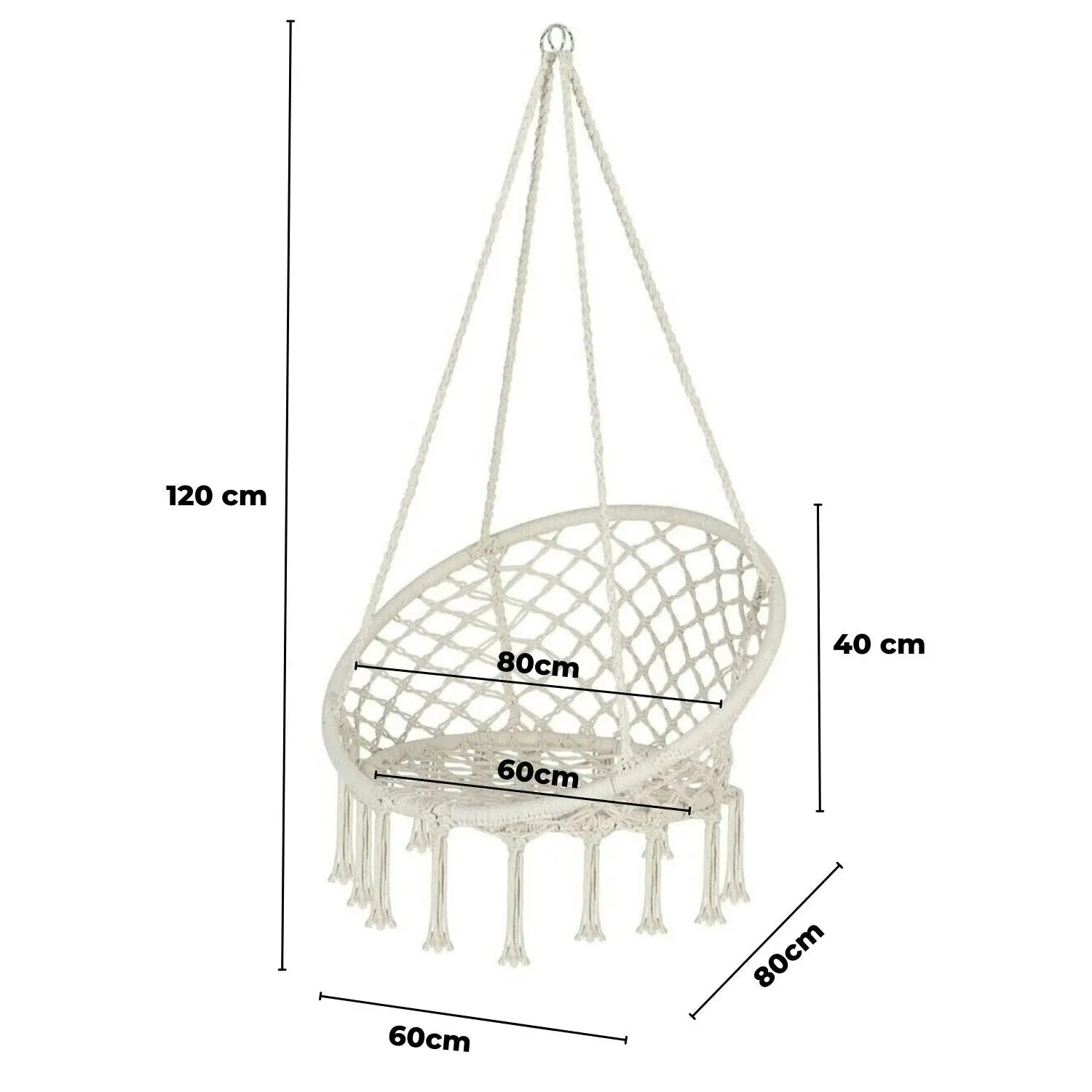 Noveden Hammock Chair Swing Hanging Seat Indoor Outdoor Portable Hammocks Beige