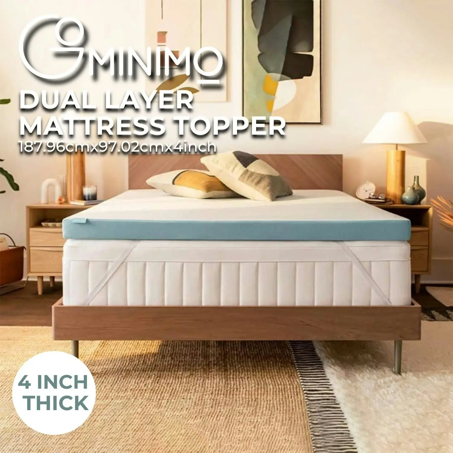 Gominimo Mattress Topper Twin  Single Size Bed ( 10cm Thick , 188cm x 97cm ) Dual Layer Memory Foam