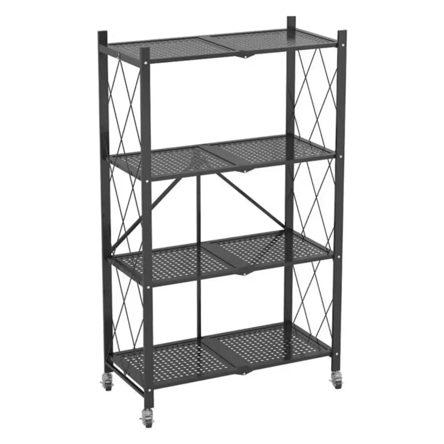 Ekkio 4 Tier Foldable Collapsible Kitchen Display Rack Storage Shelf - Black