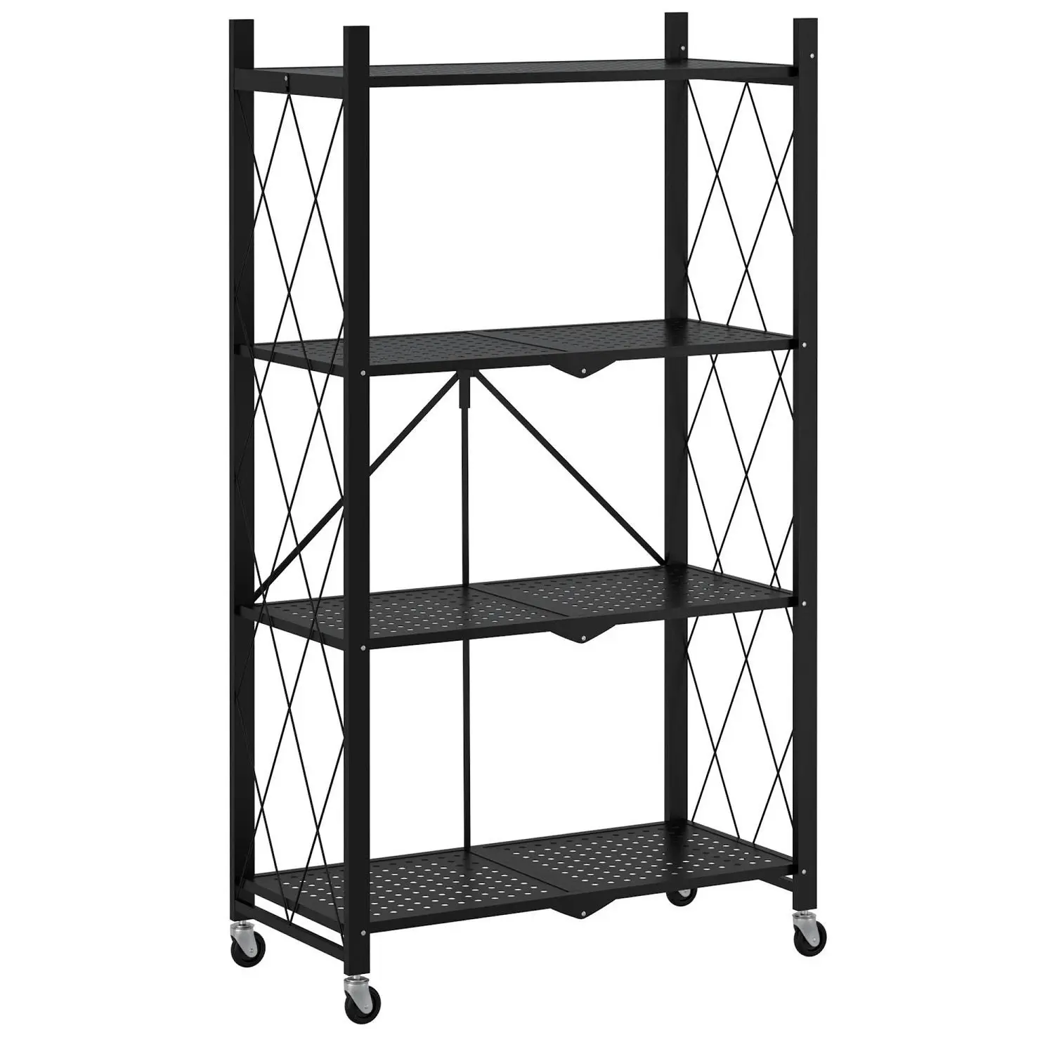 Ekkio 4 Tier Foldable Collapsible Kitchen Display Rack Storage Shelf - Black