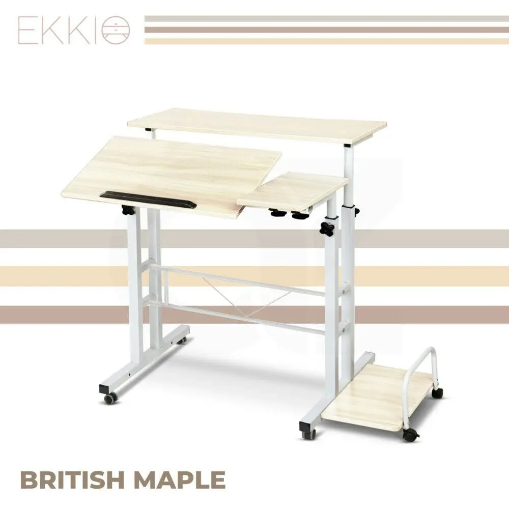 Ekkio Adjustable Workstation Portable Mobile Laptop Desk British Maple