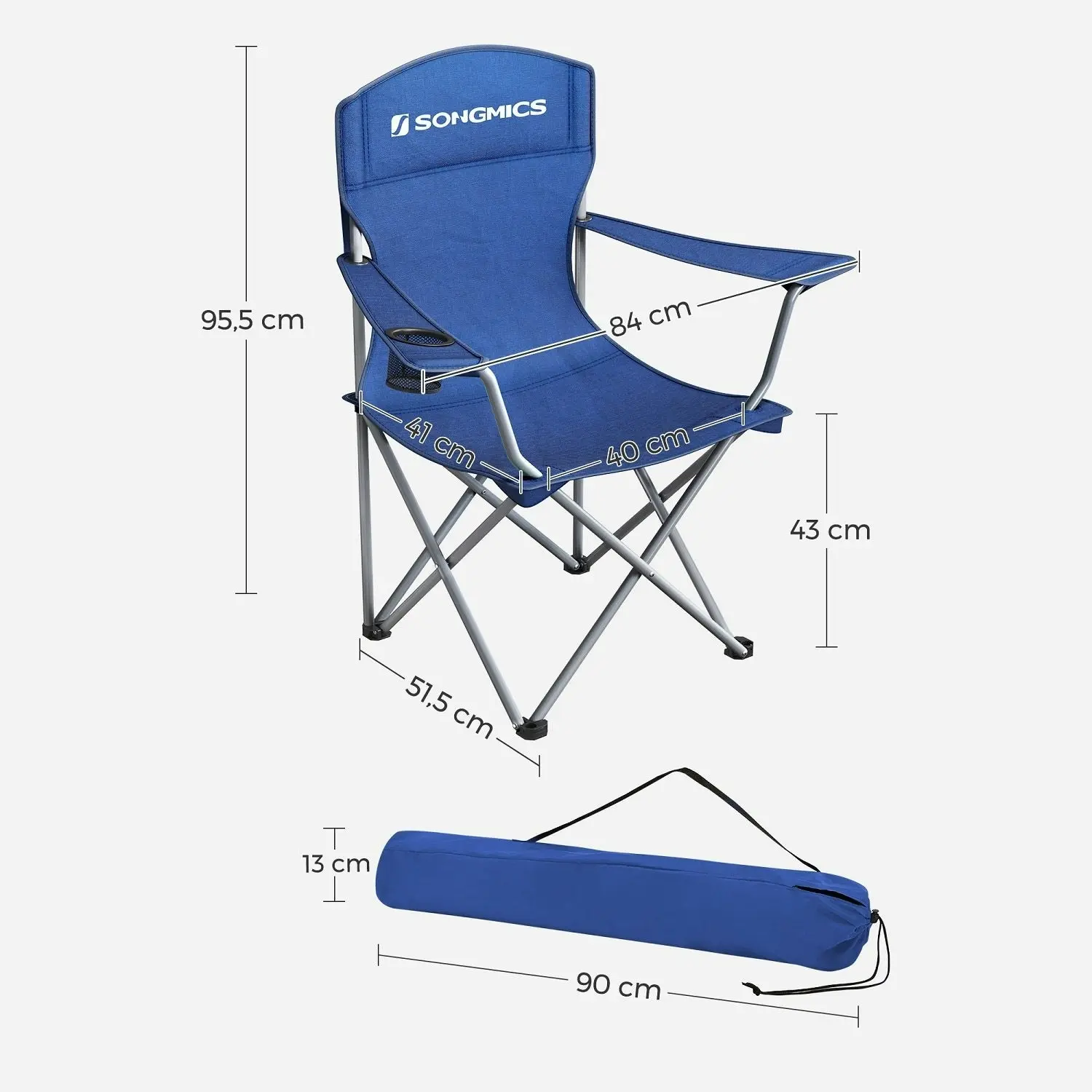 2x SONGMICS Beach Picnic Outdoor Fishing Portable Chairs Folding Camping Chair - Blue