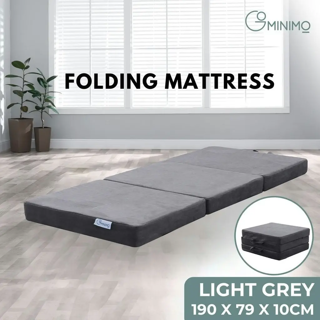 Gominimo Foldable Foam Mattresses Single Portable Camping Sofa Bed Light Grey