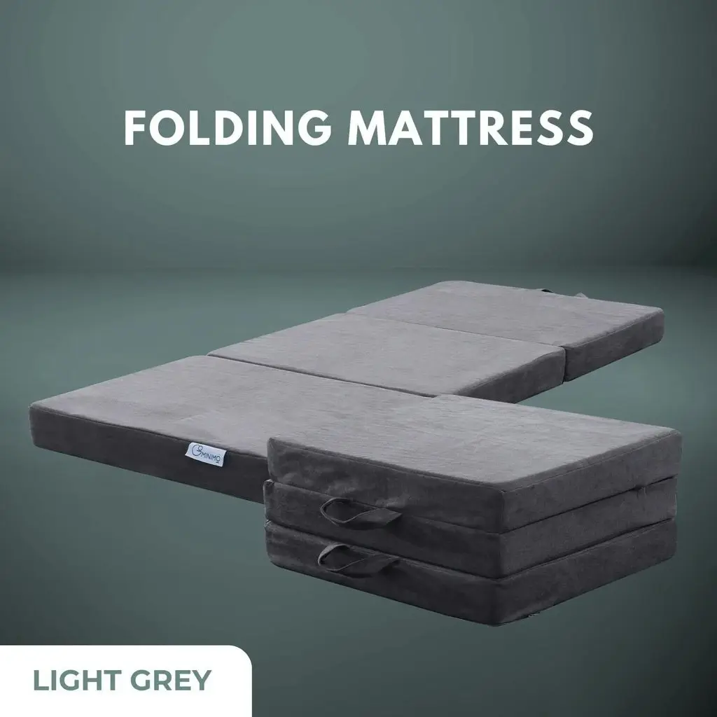 Gominimo Foldable Foam Mattresses Single Portable Camping Sofa Bed Light Grey