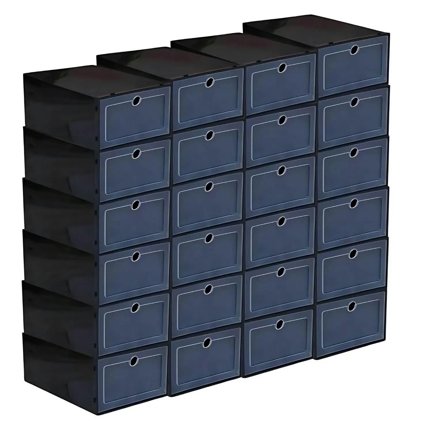 24pcs Gominimo Foldable Stackable Plastic Storage Shoe Boxes - Black