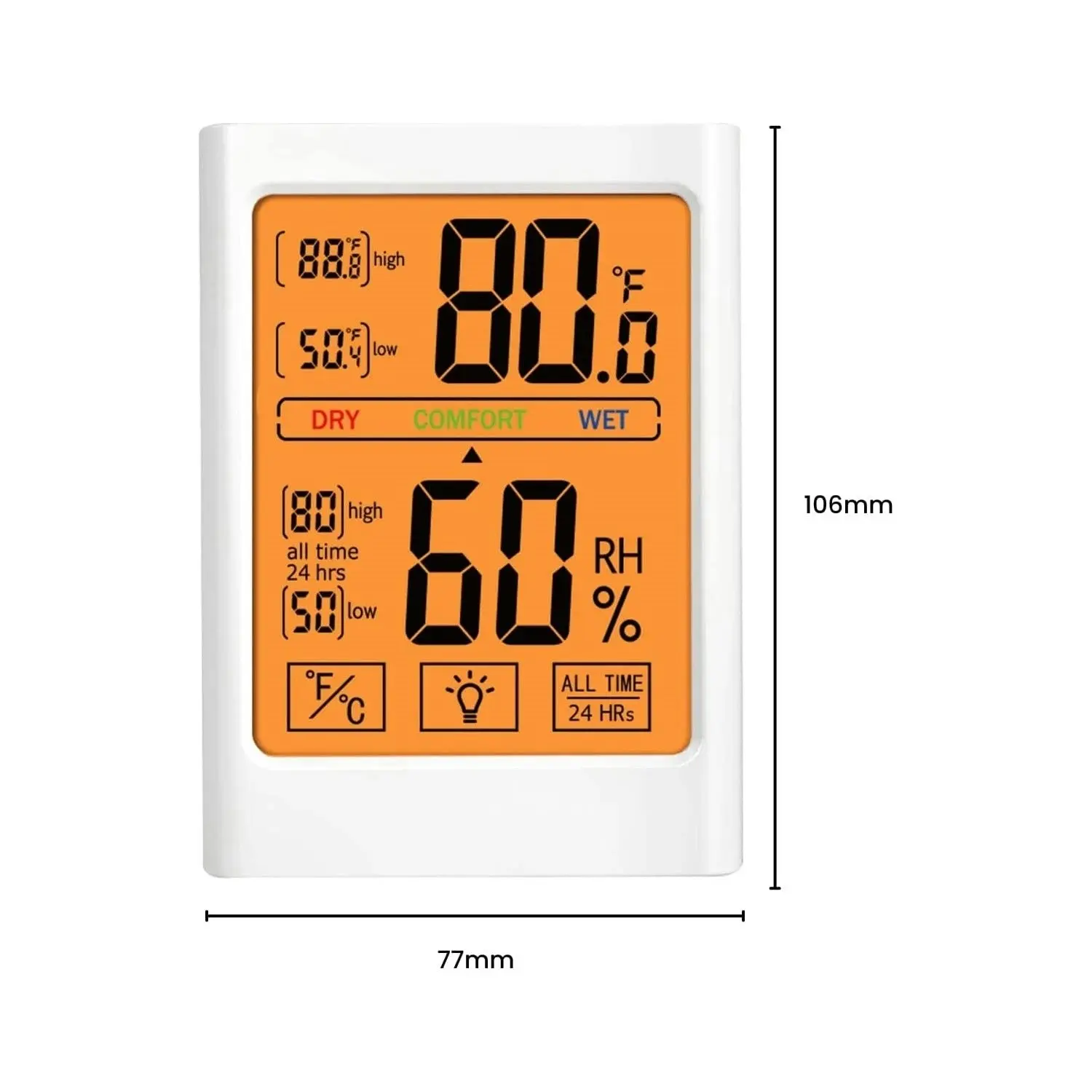 Gominimo 10 Seconds Refresh Rate Thermo Hygrometer Has Backlight White