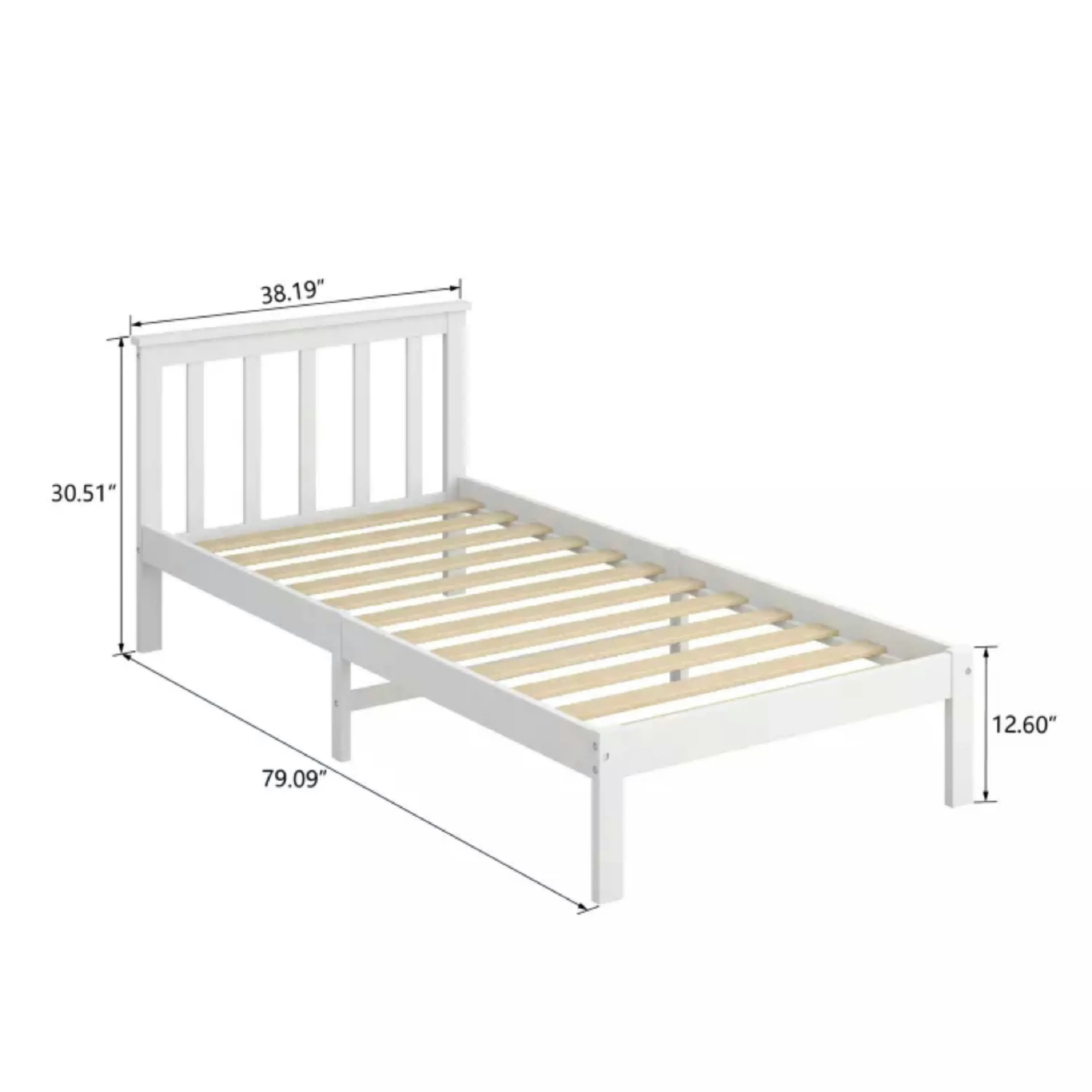 Ekkio Single Wooden Bed Frame - White