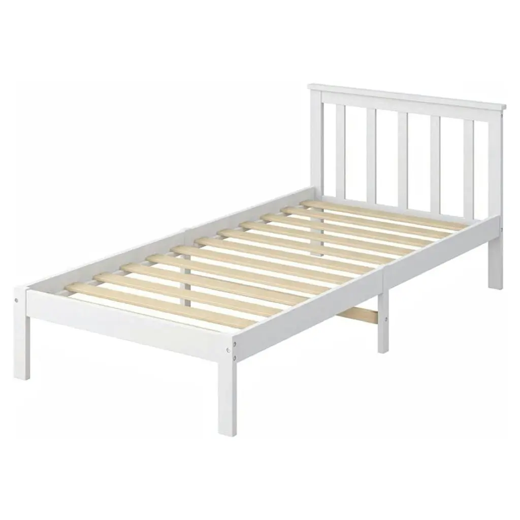 Ekkio Single Wooden Bed Frame - White