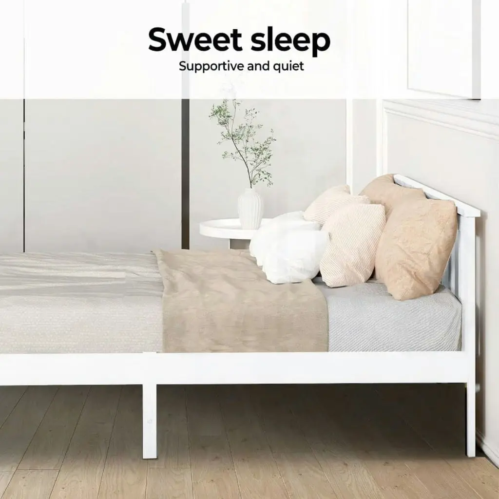 Ekkio Single Wooden Bed Frame - White