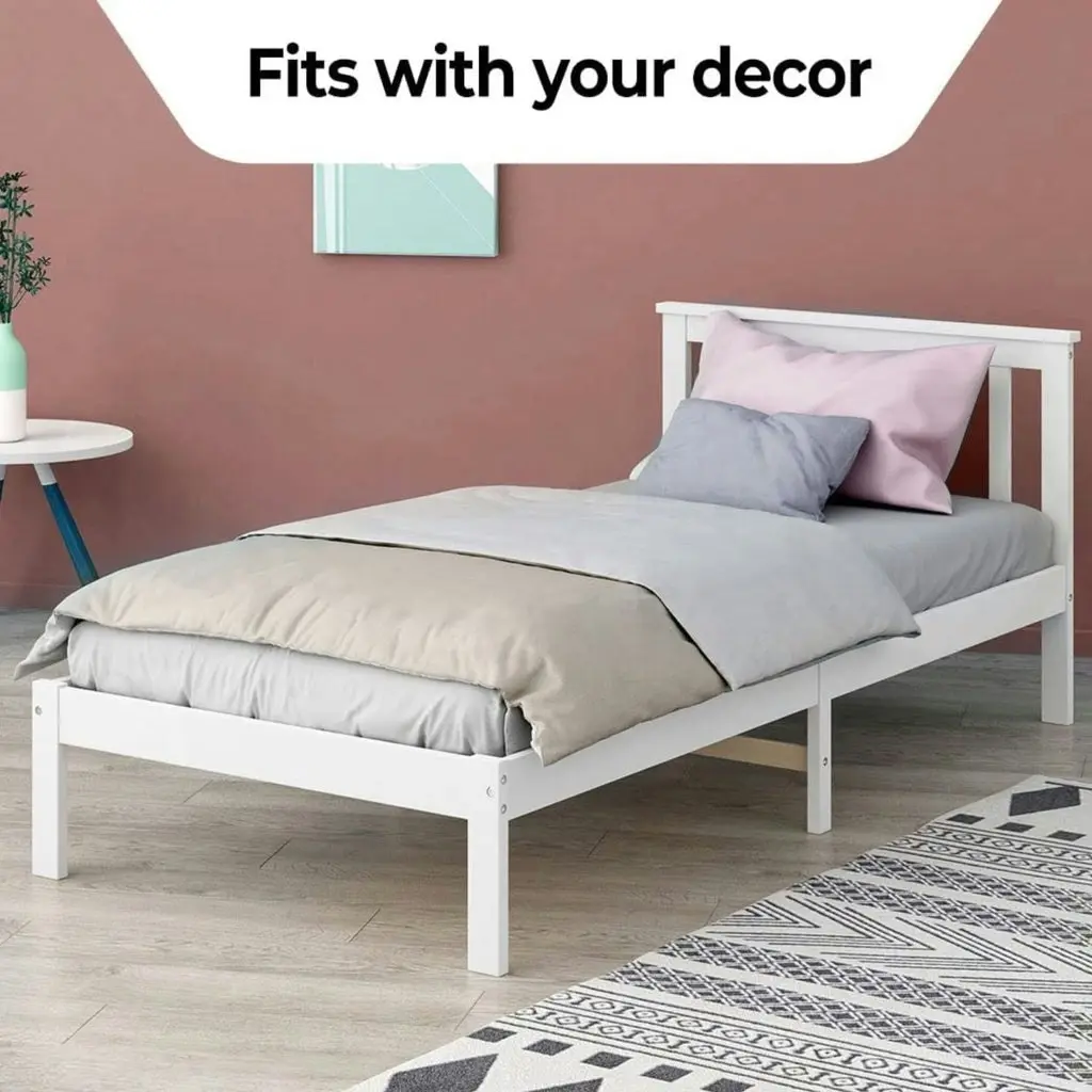 Ekkio Single Wooden Bed Frame - White