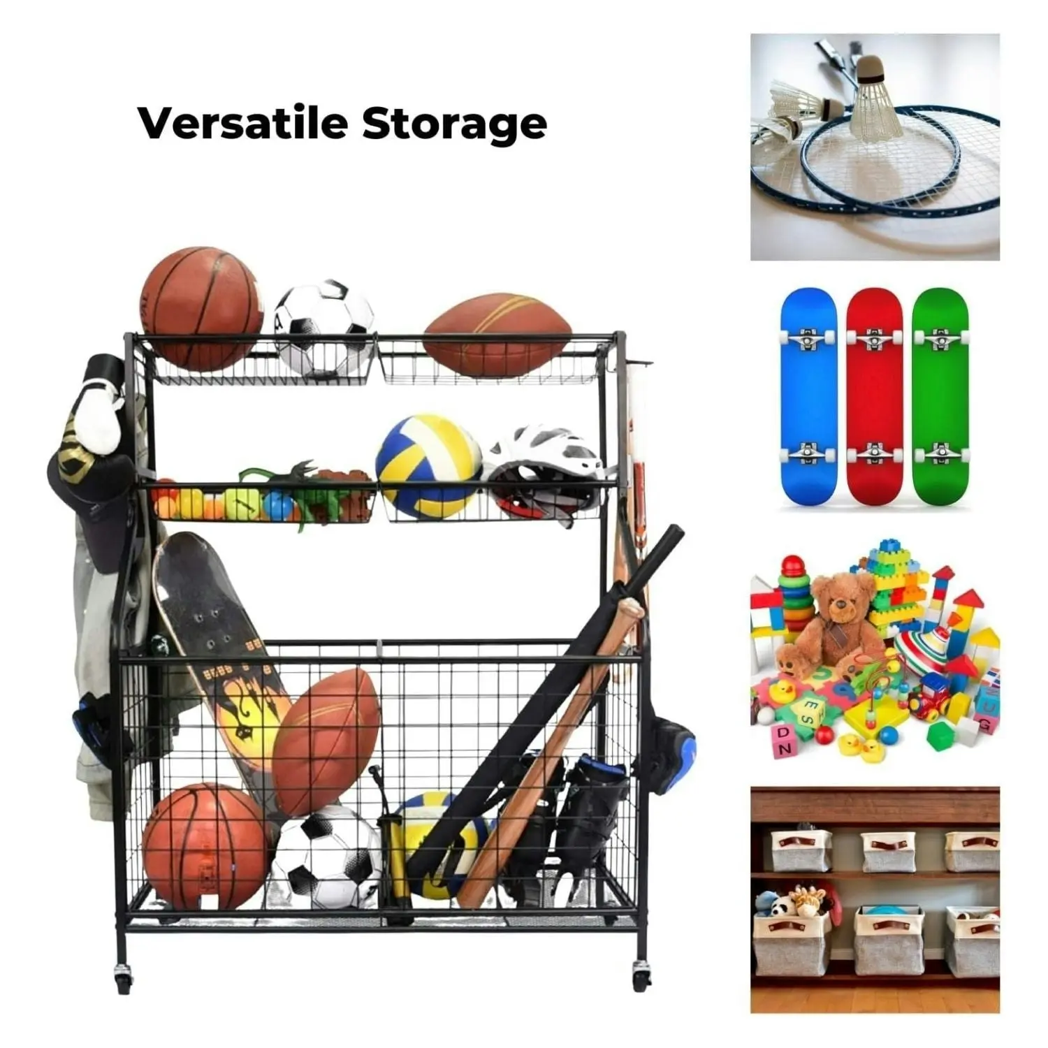 Verpeak Gym Sport Equipment Organizer Ball Storage Rack