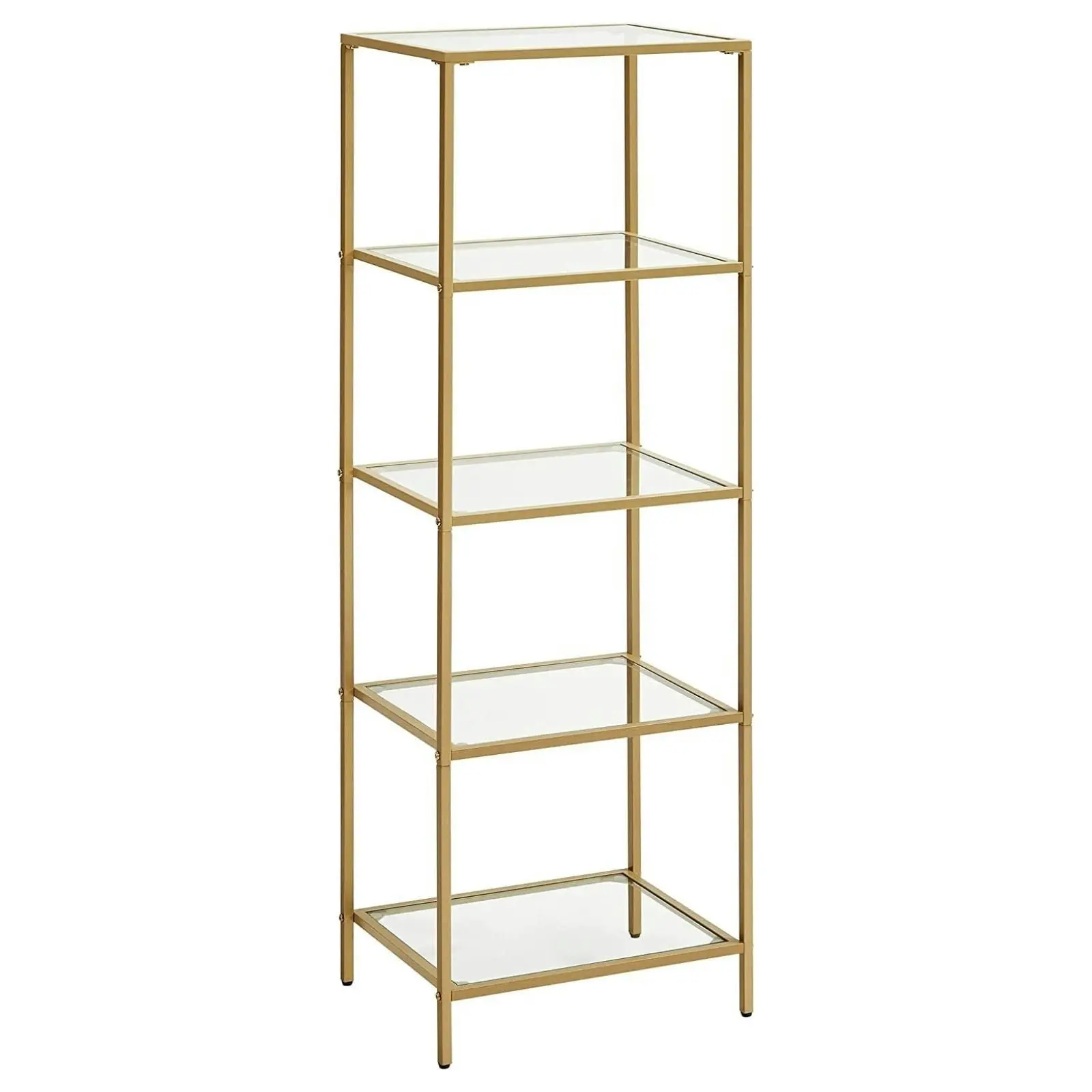 VASAGLE 5 Tier Bookcase Display Shelf Rack Stand Storage Shelves, Bookshelves - Gold