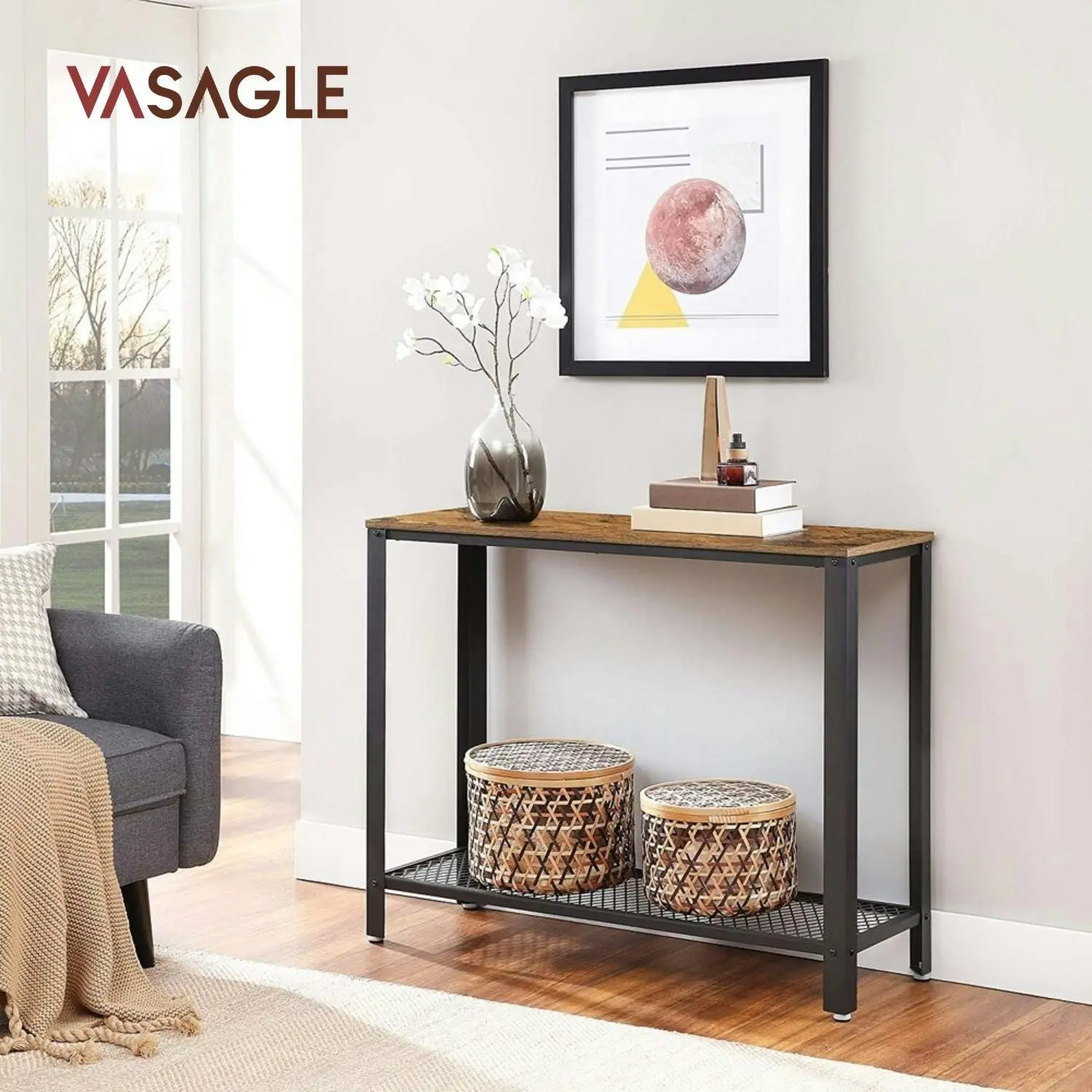 VASAGLE Console Entry Hall Table - Rustic Brown