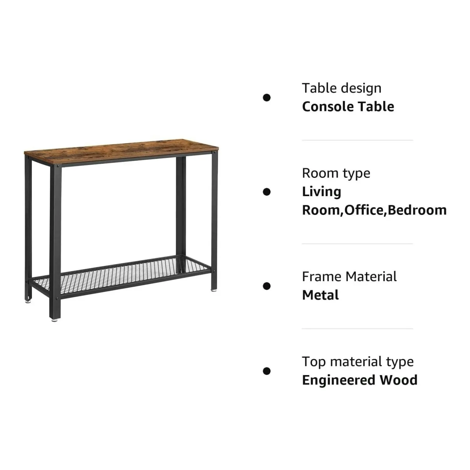 VASAGLE Console Entry Hall Table - Rustic Brown