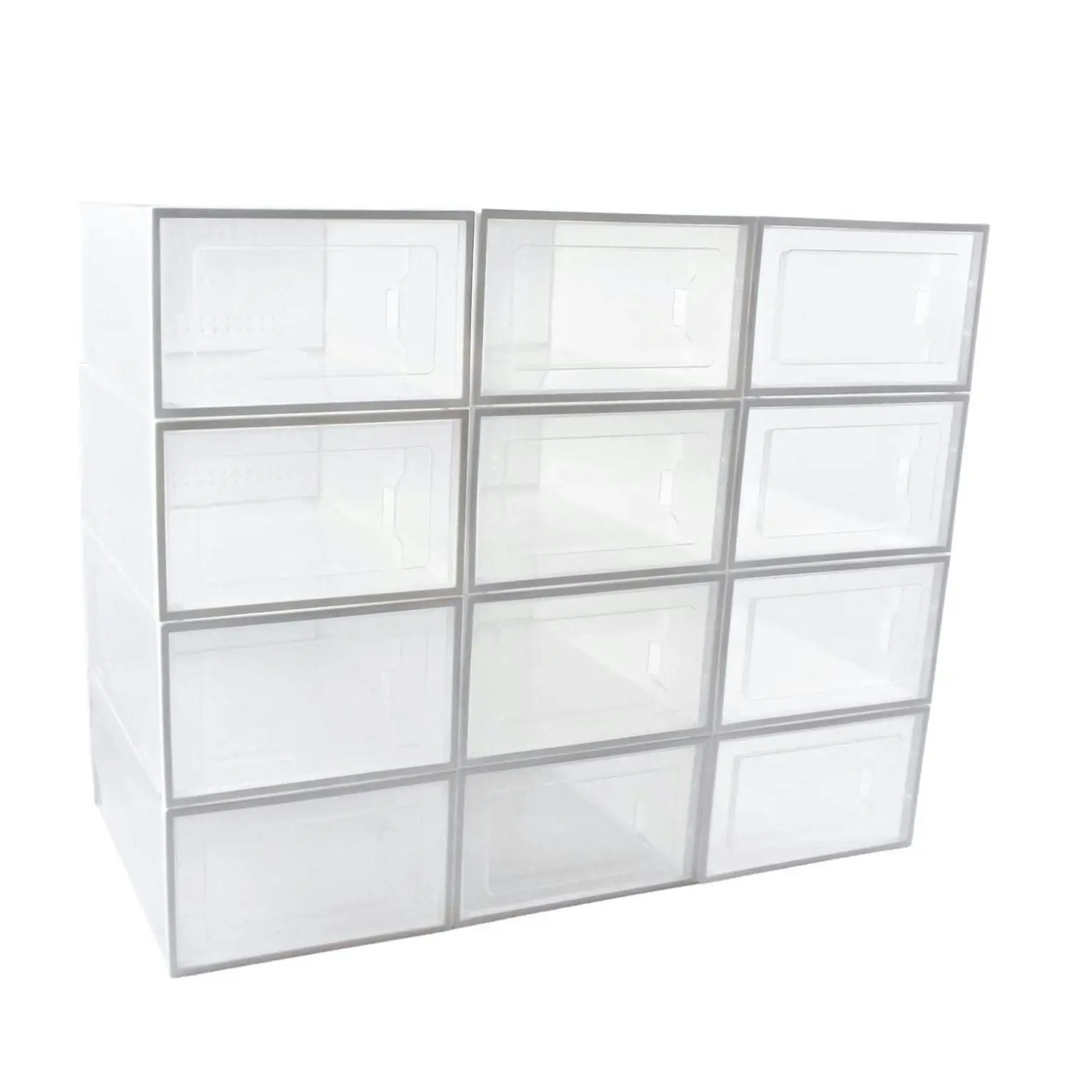 12pcs Gominimo Medium Size 33x23x114cm Plastic Shoe Box - White