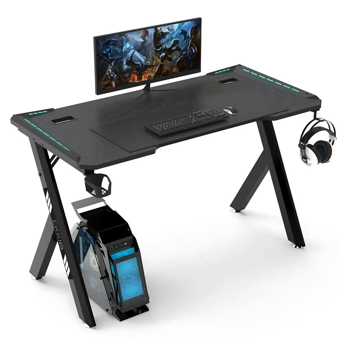 Ekkio RGB Gaming Desk Y Shape 140cm - Black