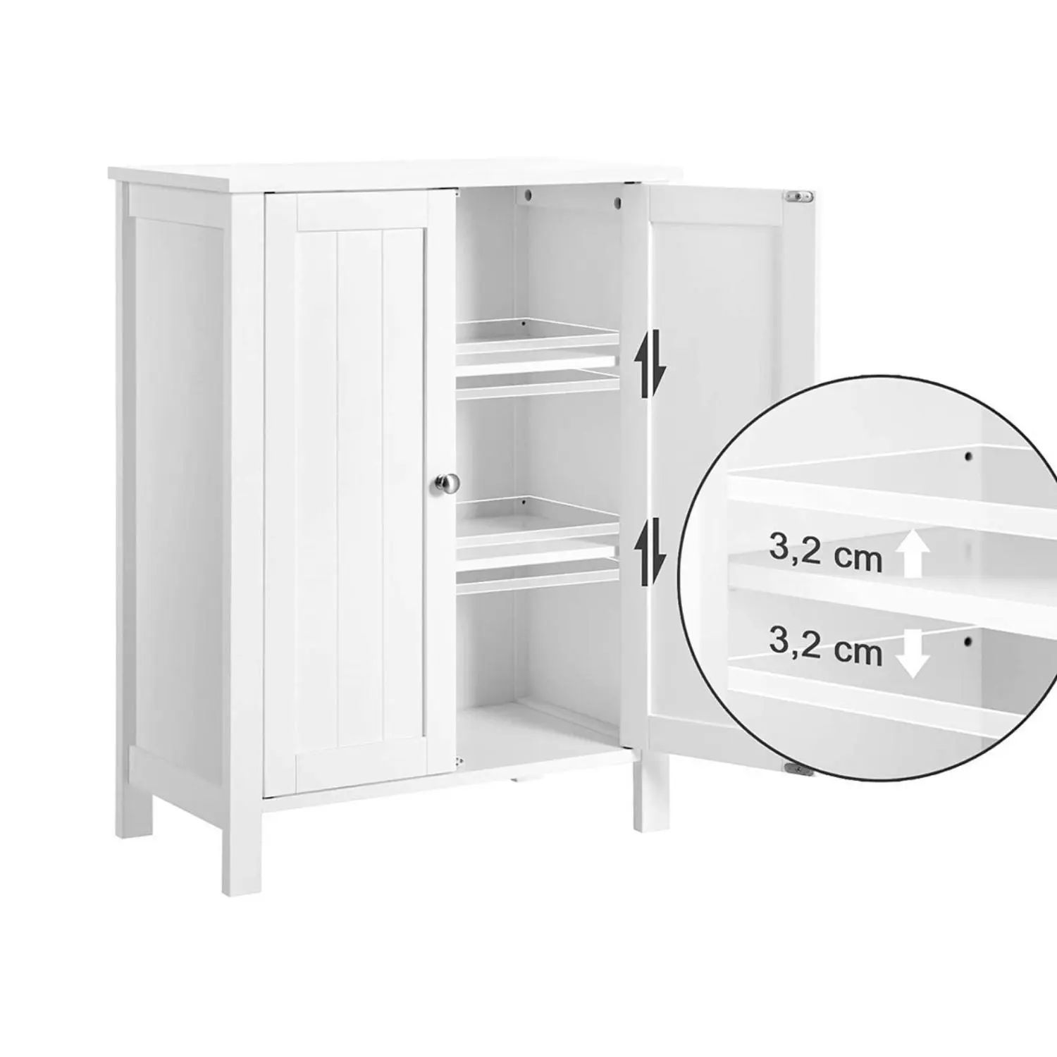 VASAGLE Tallboy Cupboard Floor Cabinet - 2 Door