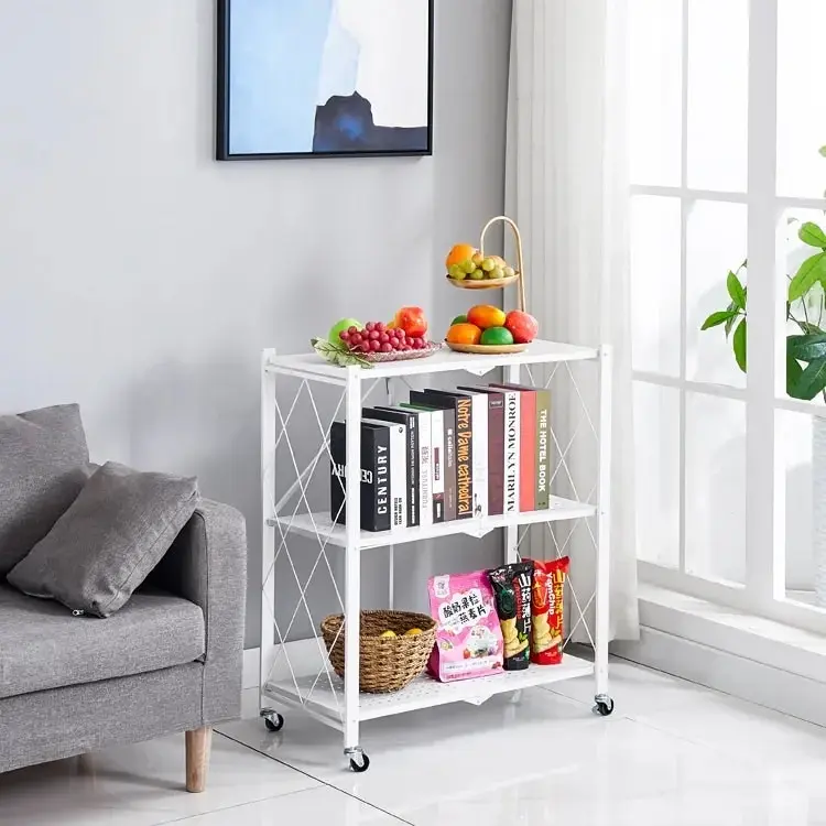 Ekkio 3 Tier Foldable Collapsible Kitchen Display Rack Storage Shelf - White