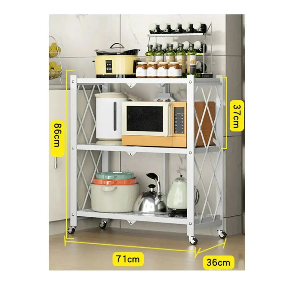 Ekkio 3 Tier Foldable Collapsible Kitchen Display Rack Storage Shelf - White