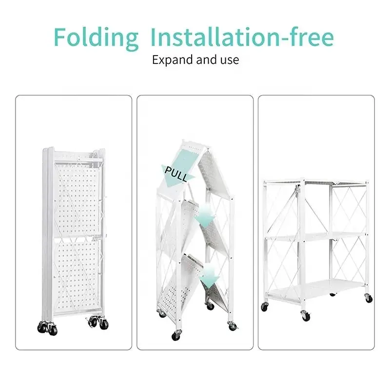 Ekkio 3 Tier Foldable Collapsible Kitchen Display Rack Storage Shelf - White