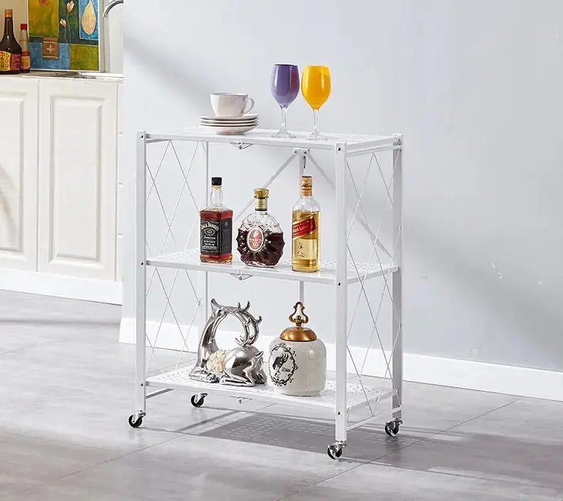 Ekkio 3 Tier Foldable Collapsible Kitchen Display Rack Storage Shelf - White