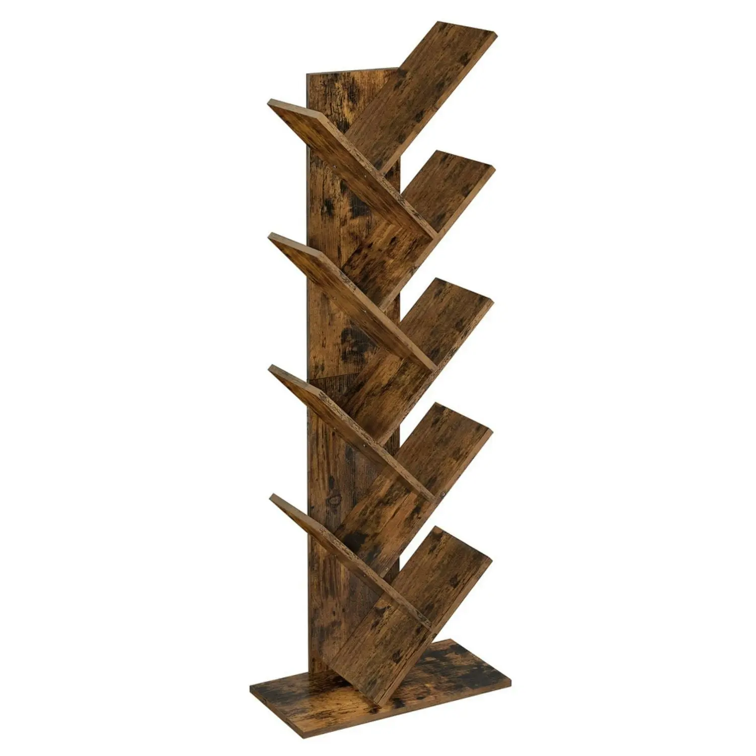 VASAGLE 8 Tier Bookcase Display Shelves Book Organizer Tree Bookshelf - Rustic Brown