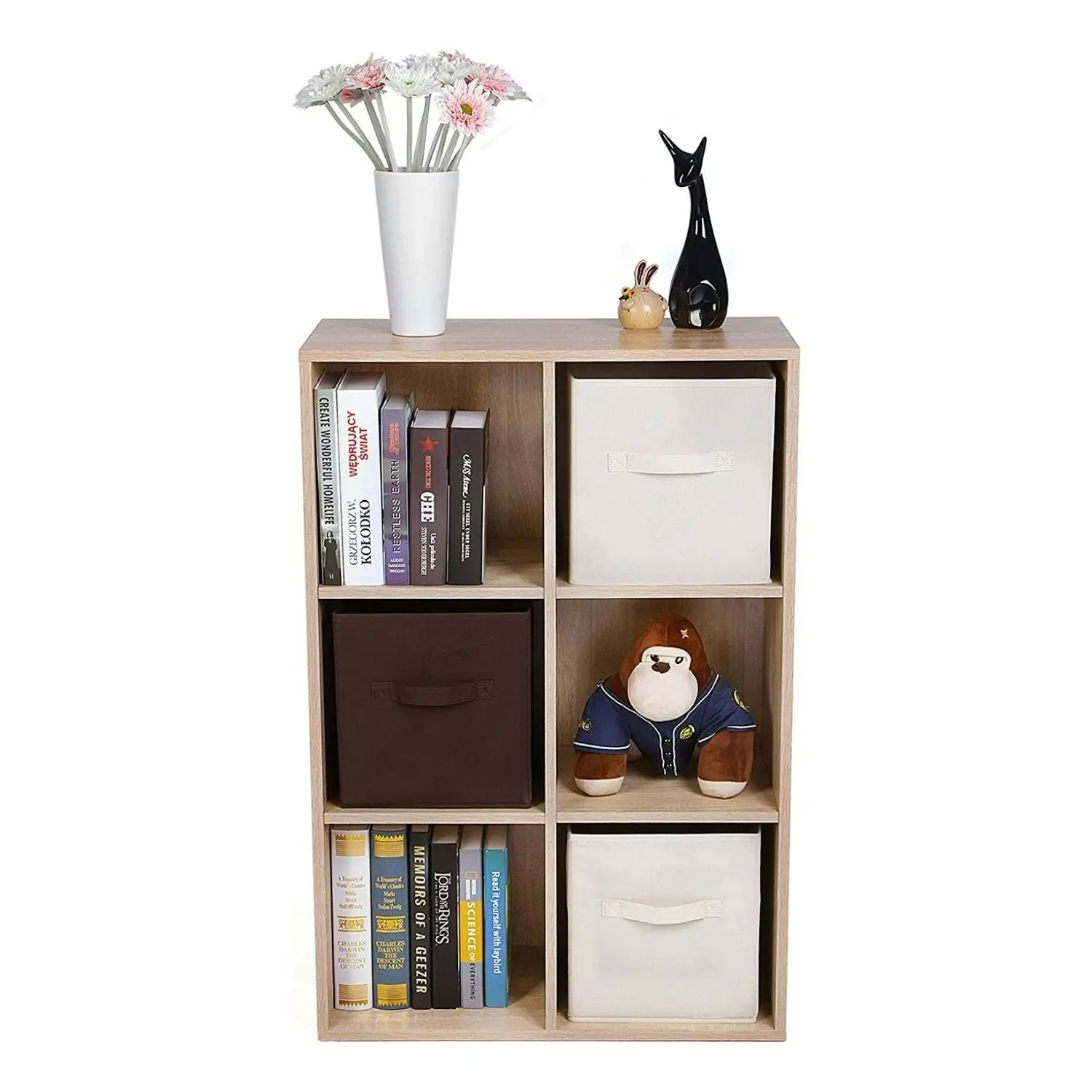 VASAGLE 6 Cubes Bookcase Display Shelf Storage Rack Bookshelf - Oak