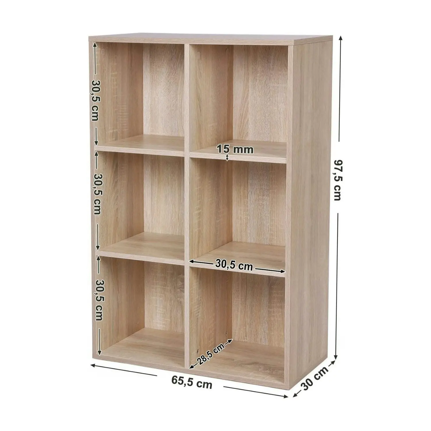 VASAGLE 6 Cubes Bookcase Display Shelf Storage Rack Bookshelf - Oak