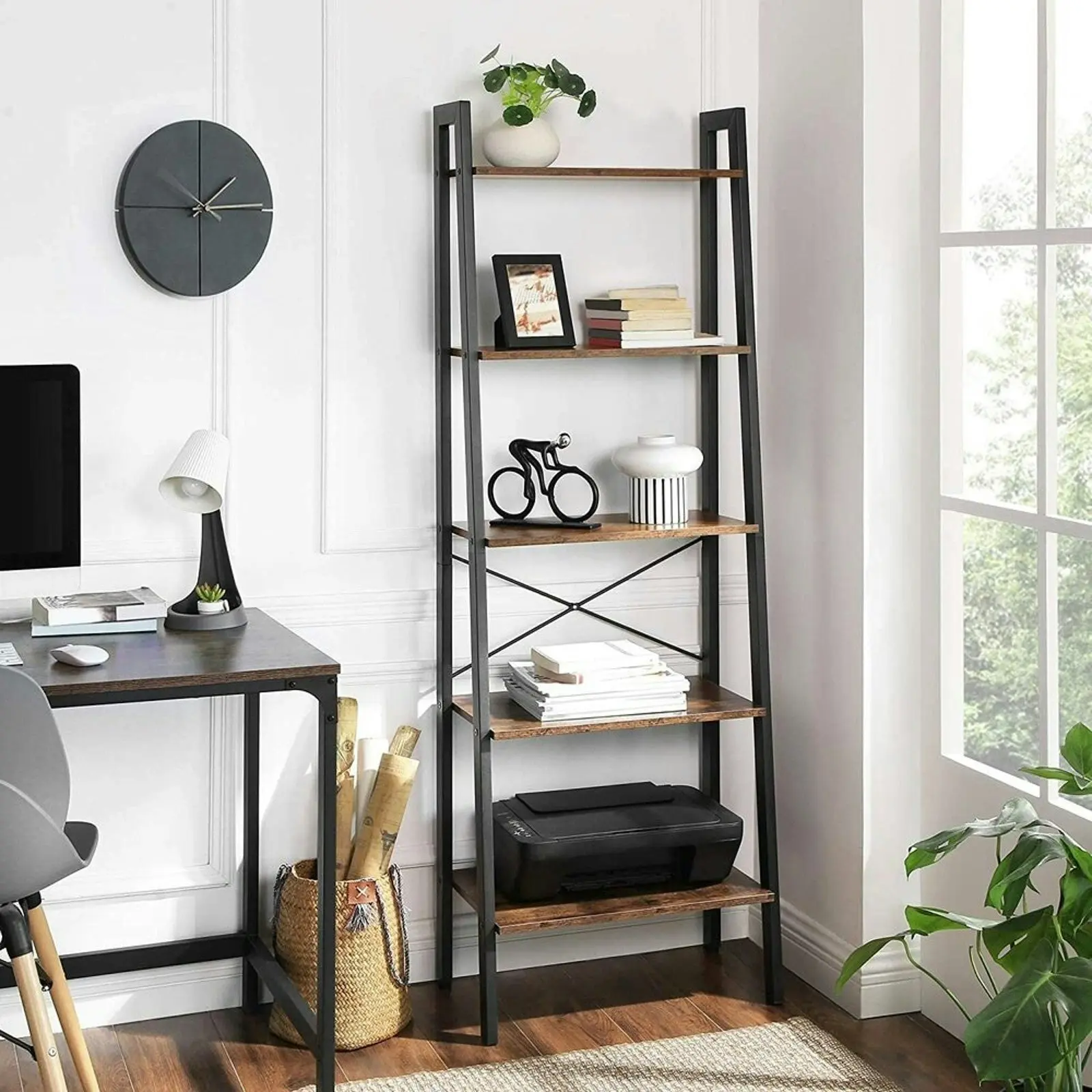 VASAGLE 5 Tier Bookcase Display Shelves Stand Bookshelf, Bookshelves - Rustic Brown