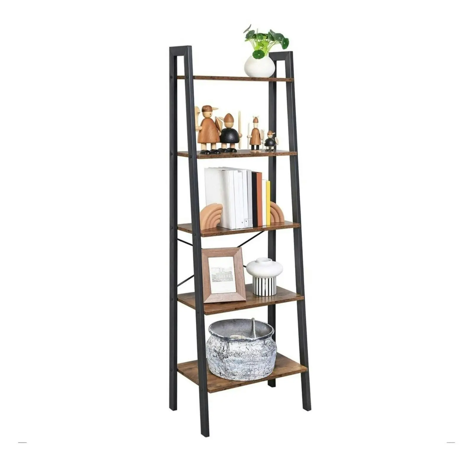 VASAGLE 5 Tier Bookcase Display Shelves Stand Bookshelf, Bookshelves - Rustic Brown