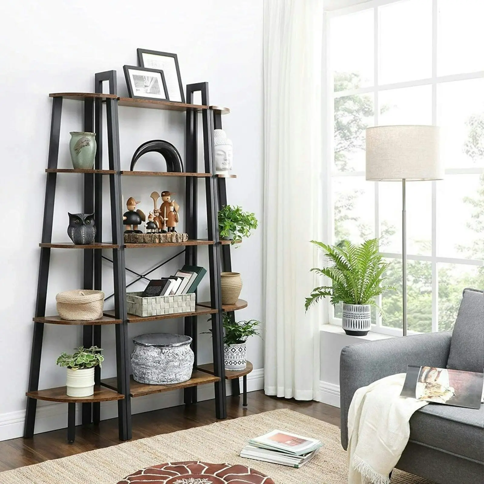 VASAGLE 5 Tier Bookcase Display Shelves Stand Bookshelf, Bookshelves - Rustic Brown