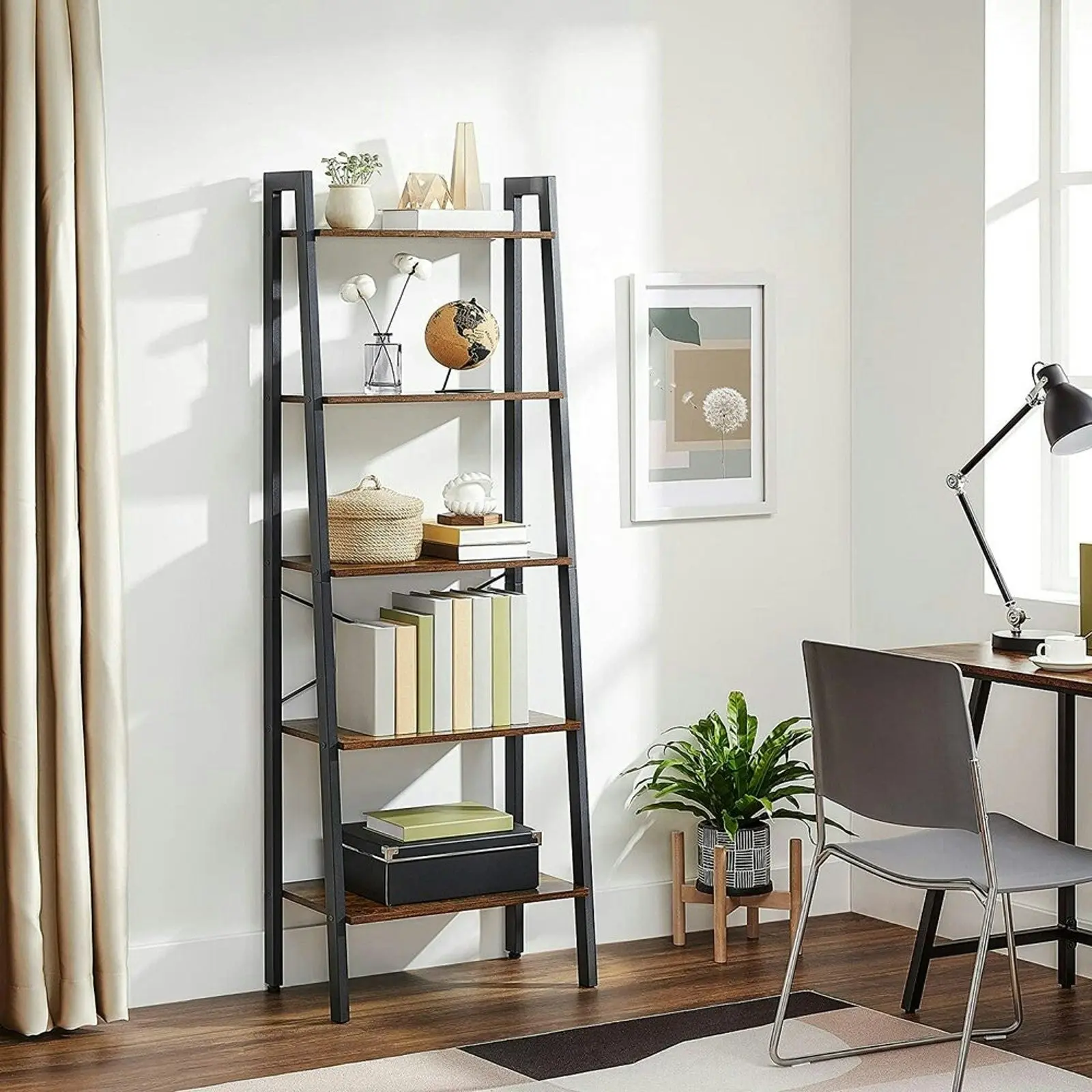 VASAGLE 5 Tier Bookcase Display Shelves Stand Bookshelf, Bookshelves - Rustic Brown