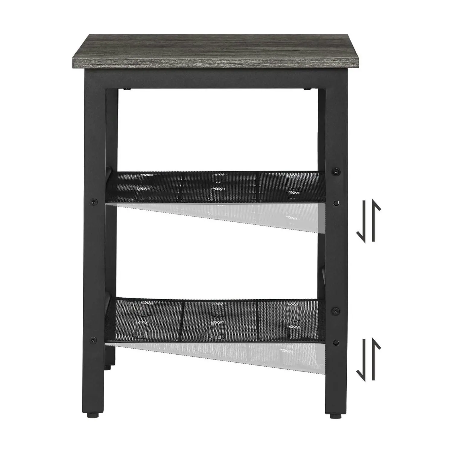 VASAGLE Set of 2 Adjustable Mesh Shelves Side Table  - Charcoal Gray and Black