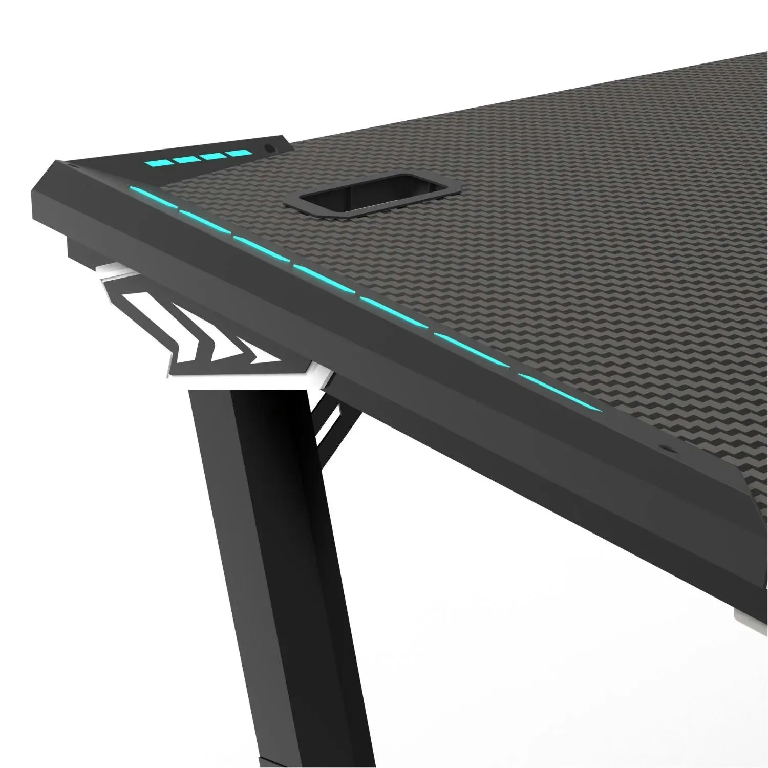 Ekkio Gaming Desk RGB LED Carbon Fiber Racer Desktop Computer Study Table 140cm