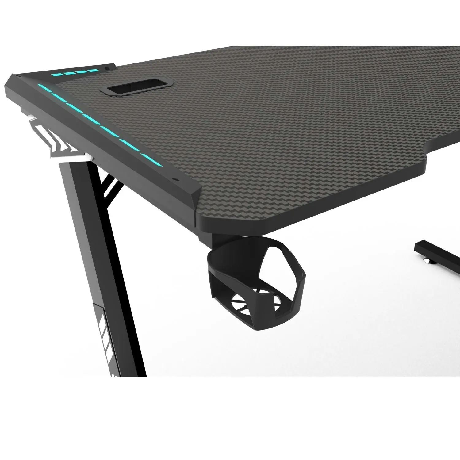 Ekkio Gaming Desk RGB LED Carbon Fiber Racer Desktop Computer Study Table 140cm