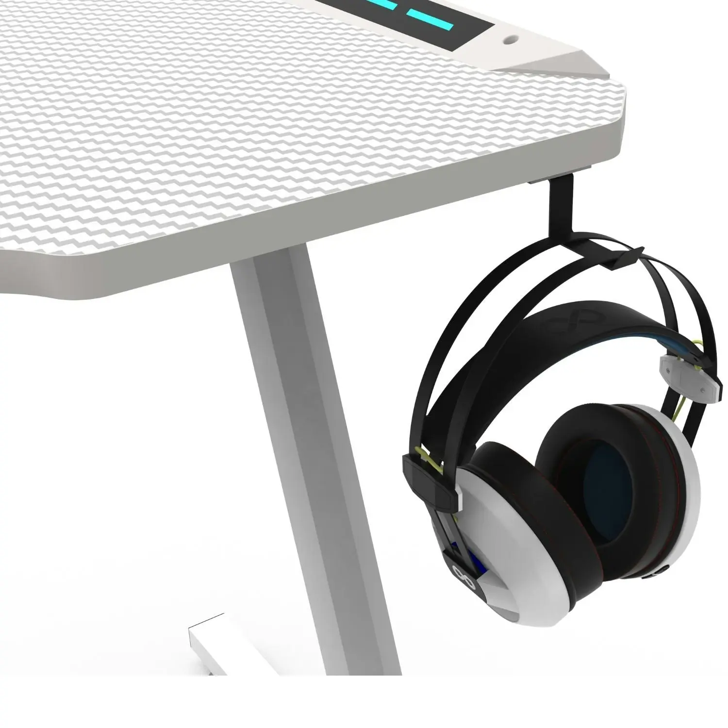 Ekkio 140cm Office Home Z Shape RGB Gaming Table Computer Desk - White