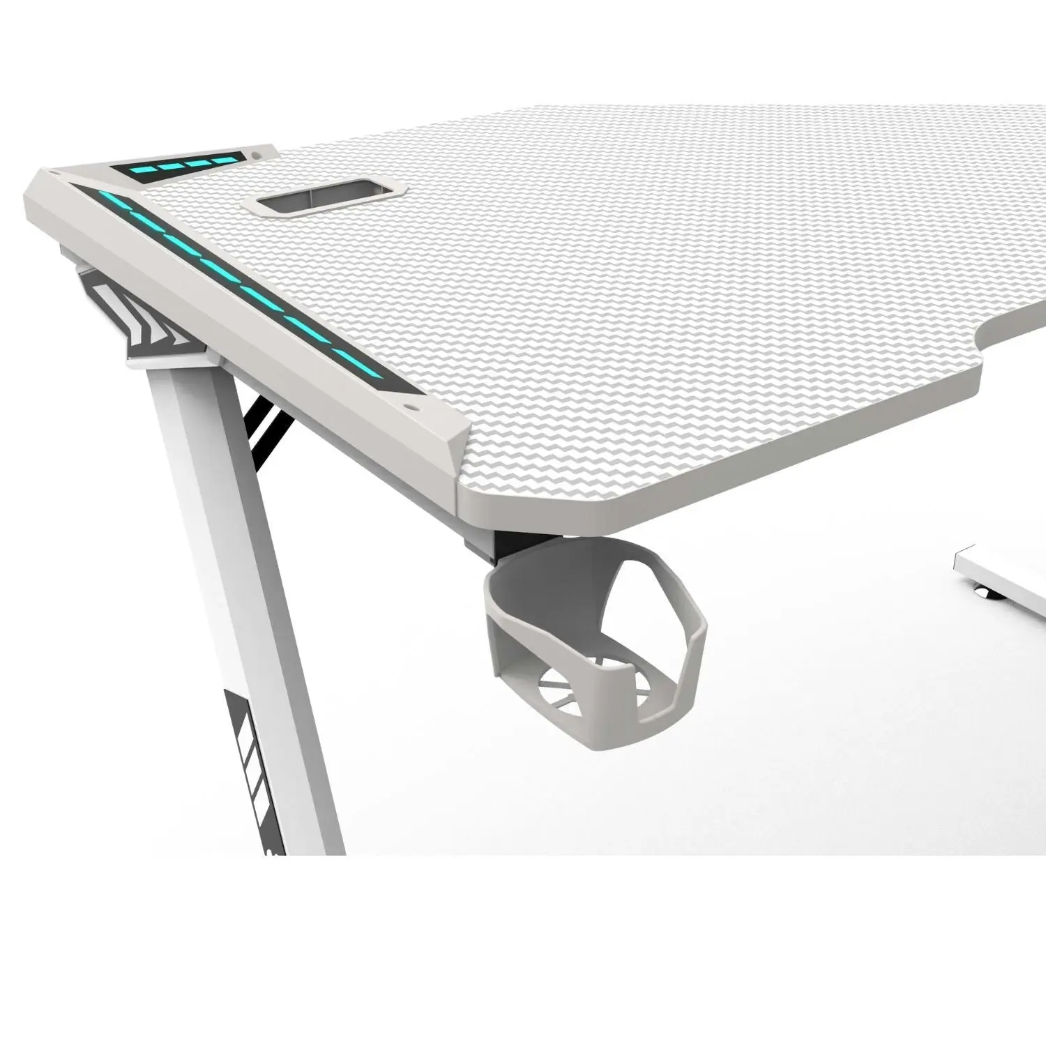 Ekkio 140cm Office Home Z Shape RGB Gaming Table Computer Desk - White