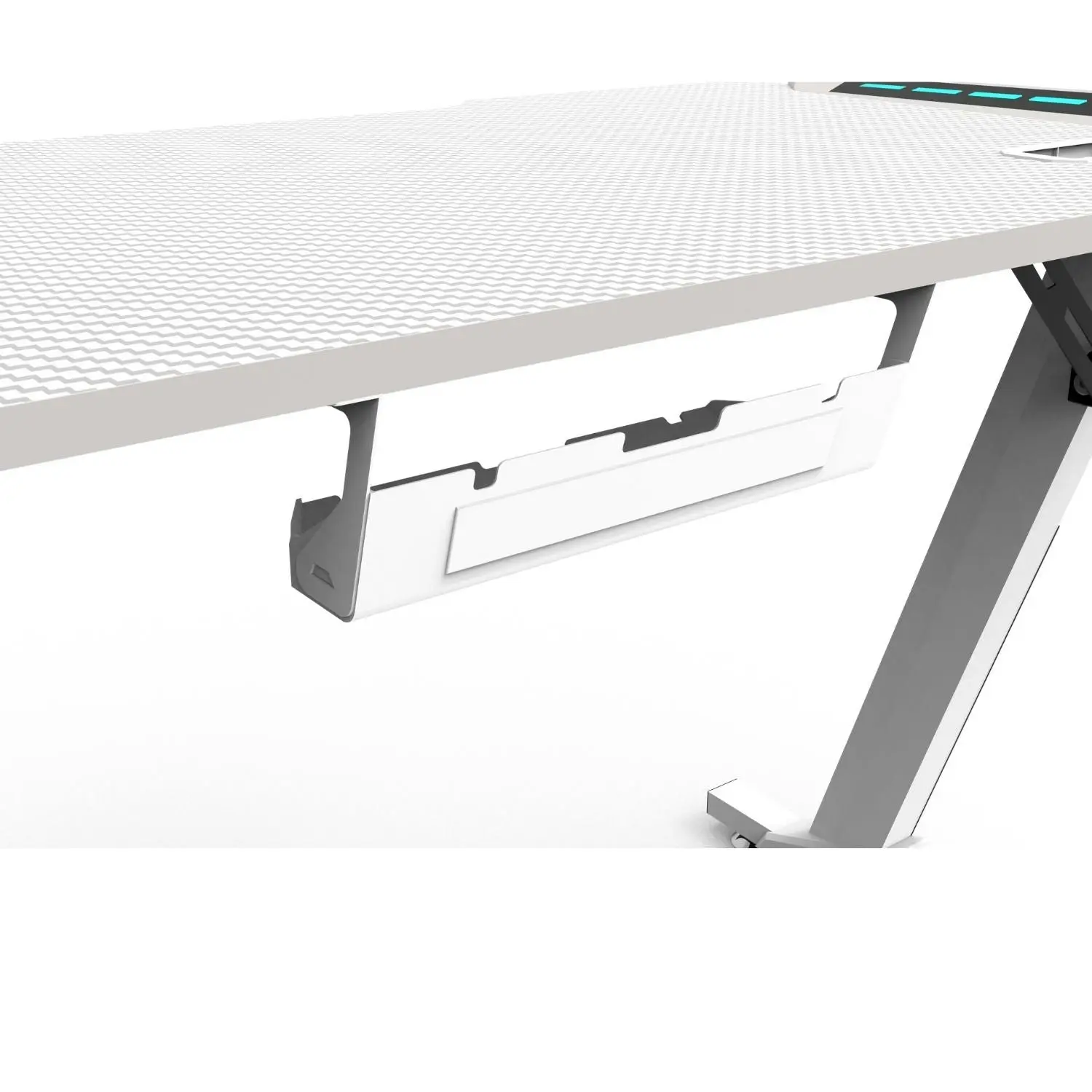 Ekkio 140cm Office Home Z Shape RGB Gaming Table Computer Desk - White