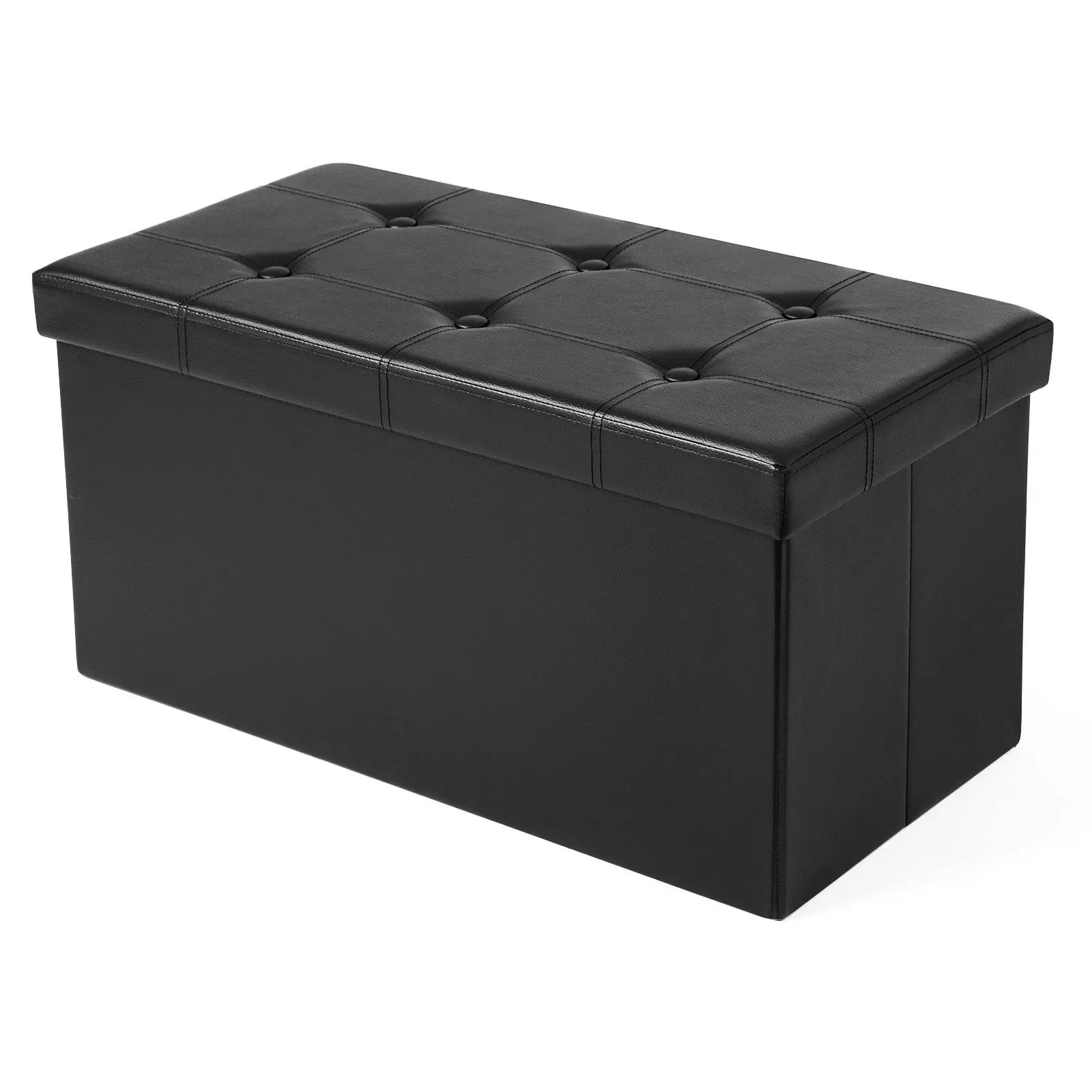 SONGMICS 76cm Max Load 300KG Storage Ottoman Bench - Black - For Storing Shoes, a Chest for Blankets, Bedding, Sheets, an Ottoman, a Footstool, a Bedside Table