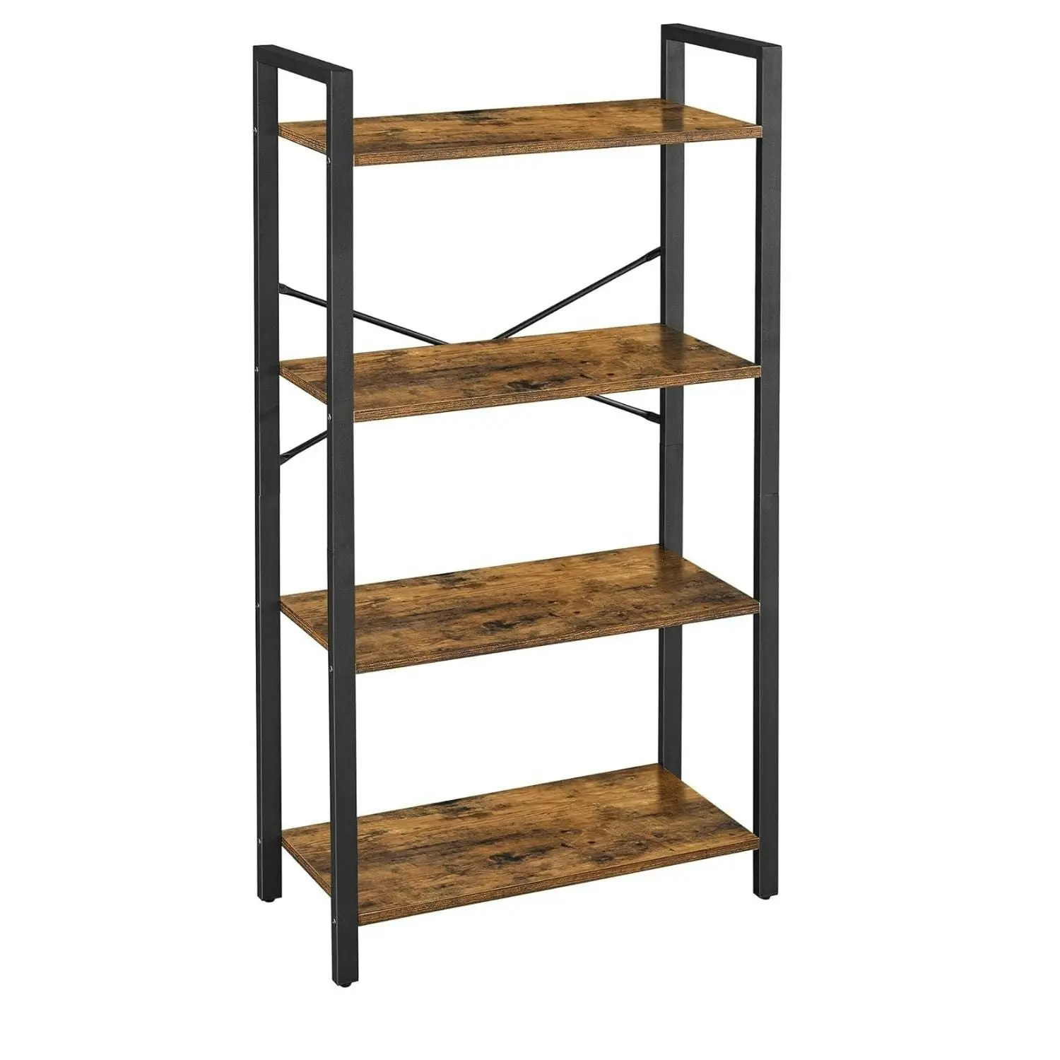 VASAGLE 4 Tier Display Shelf Bookcase Storage Stand Rack Shelves Bookshelf - Rustic Brown