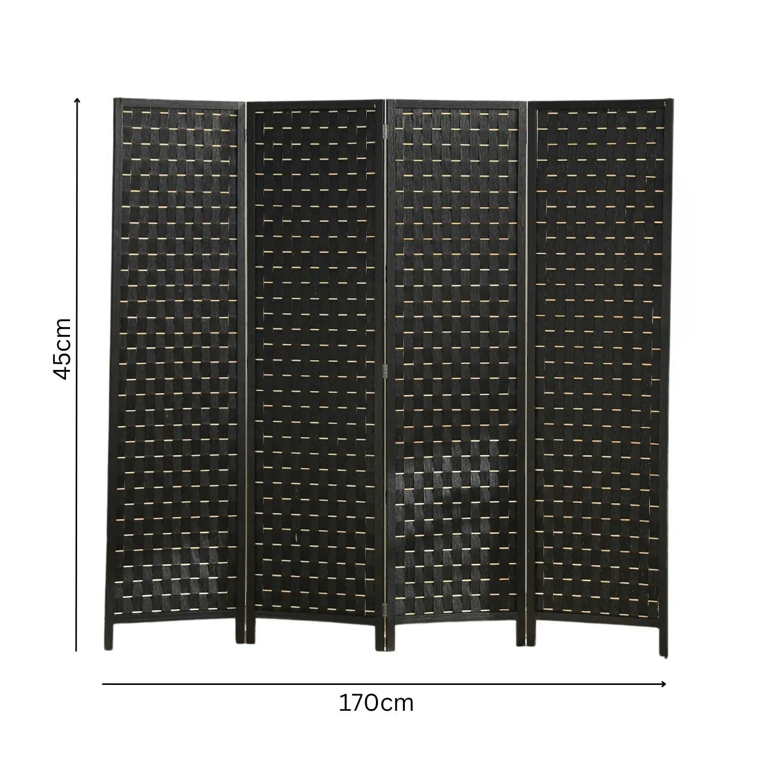 Ekkio 4-Panel Pine Wood Frame Room Divider Foldable Black